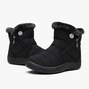 Cozy Black Winter Boots with Faux Fur Lining for women